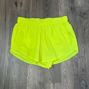 Athletic Works Neon Yellow Athletic Shorts Women's Size L Running Gym Workout